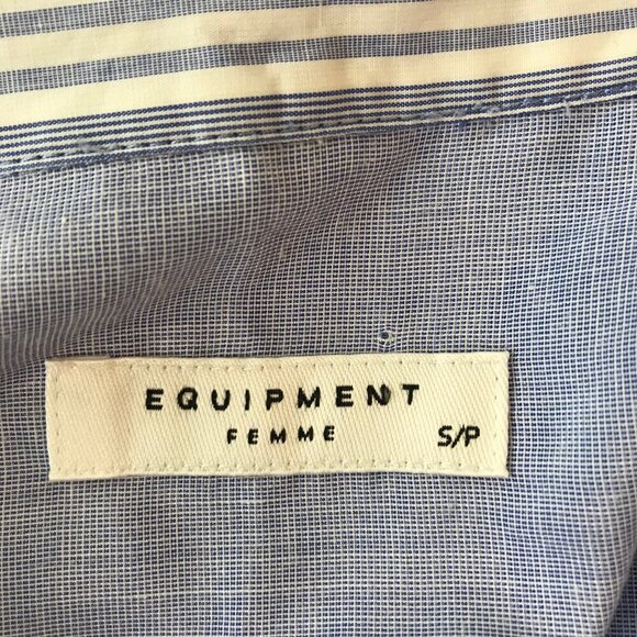 Equipment Femme 100% Cotton Blue & White Striped Button Down Shirt Size S - Picture 5 of 6